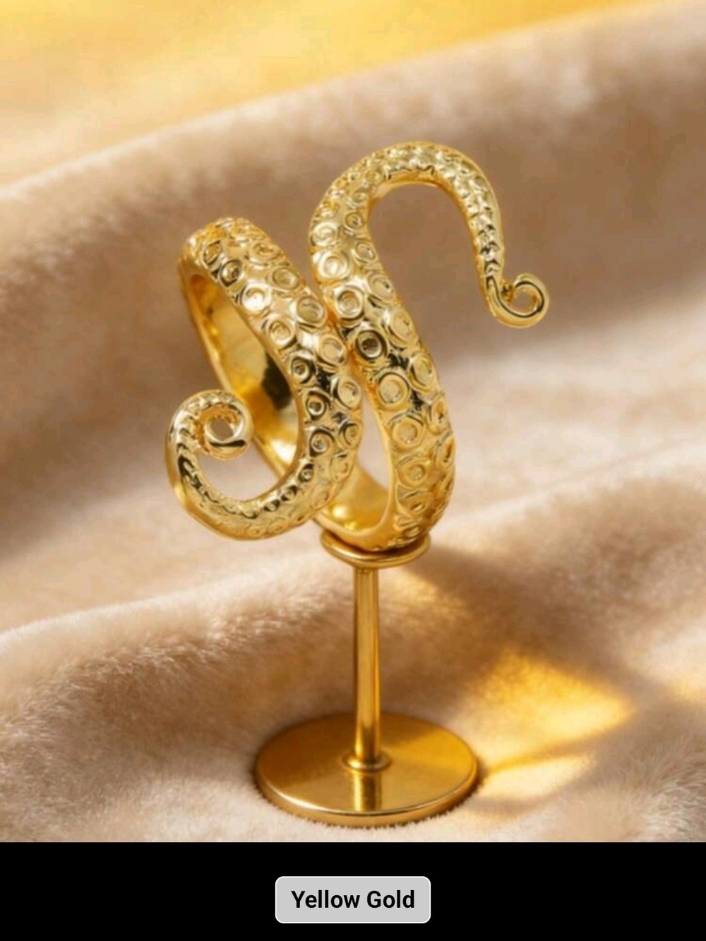 Yellow Gold Octopus Tentacle Wrap Ring for Women